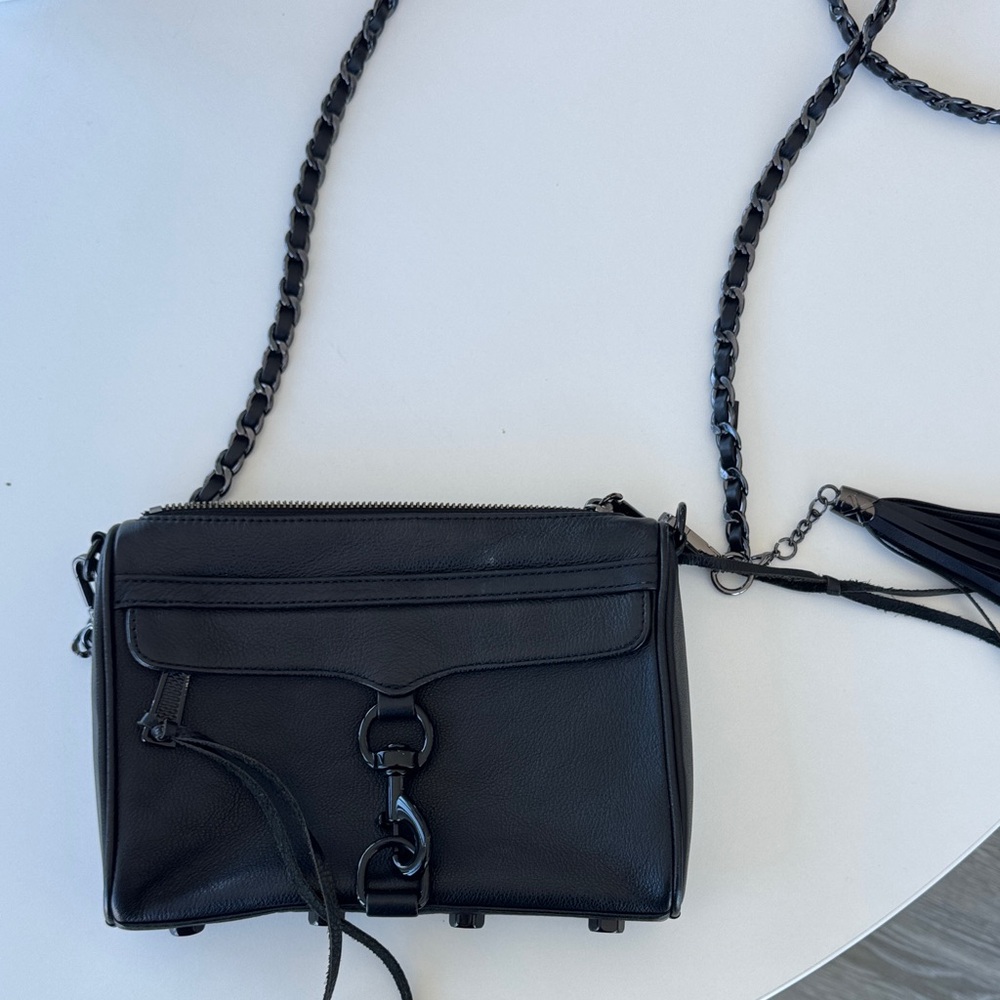 Rebecca Minkoff Black Leather MAC Crossbody with Chain Strap